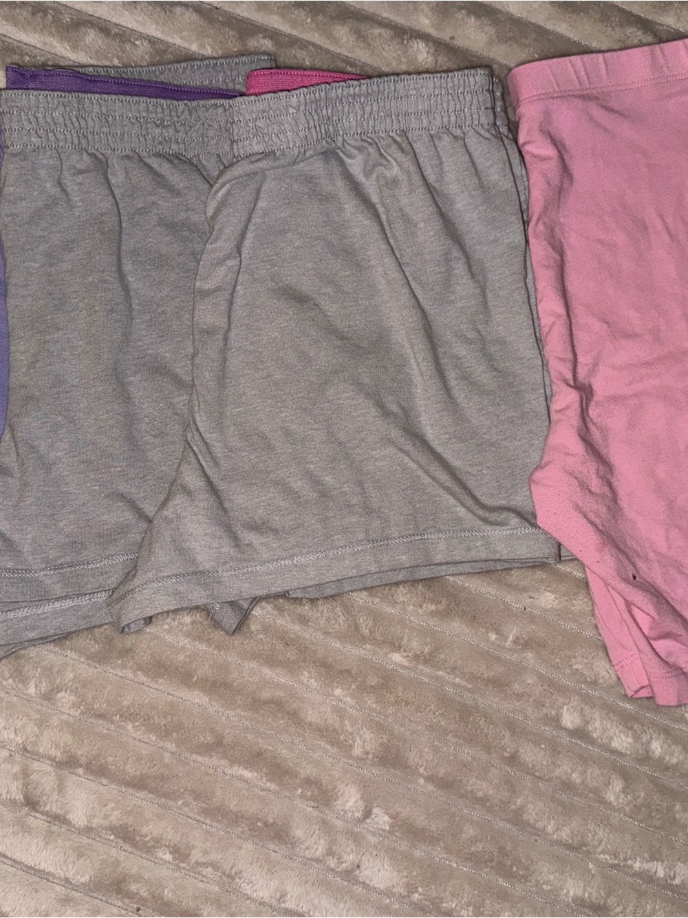 ✨Bundle✨ Girls' Cotton Elastic-Waist Shorts - Gray and Pink Size xxl (18)